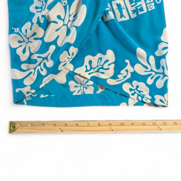 VTG Thierry Mugler 1990 Eté Hawaï Collection Tropical Silk Wrap Dress Blue 36 S - Picture 14 of 16